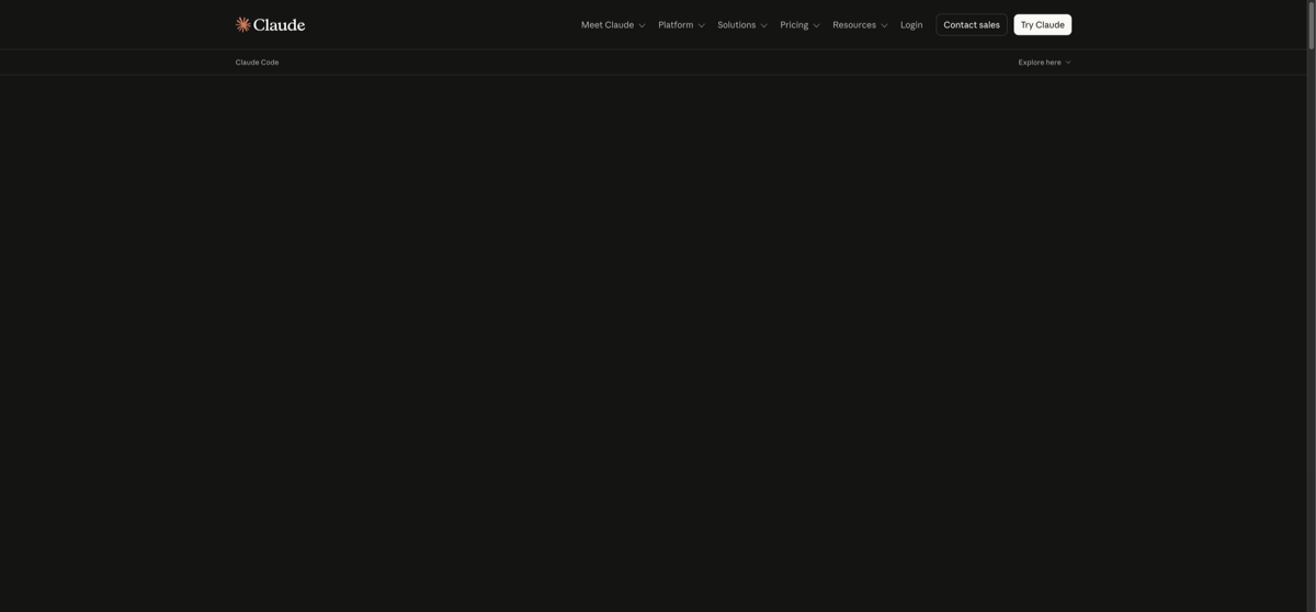 Screenshot of the official Claude Code website