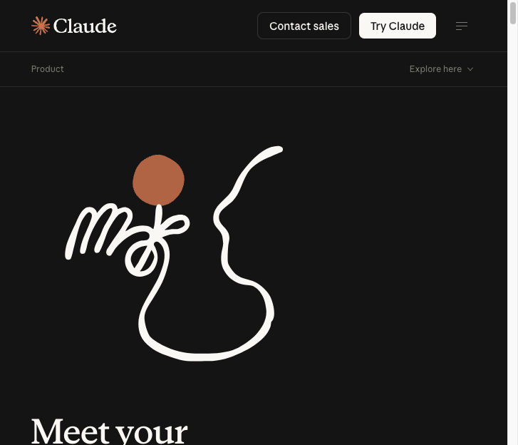 Screenshot of the official Claude website