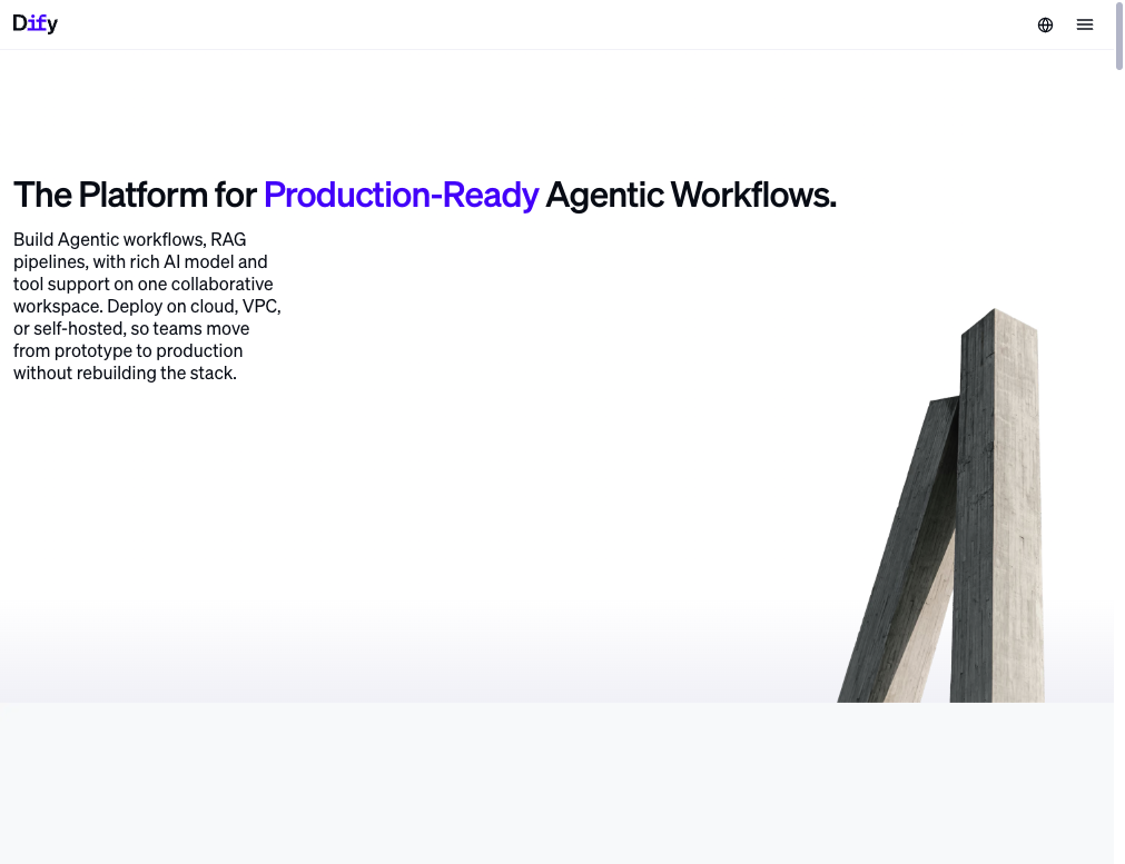 Screenshot of the official Dify website