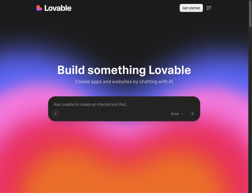 Screenshot of the official Lovable website