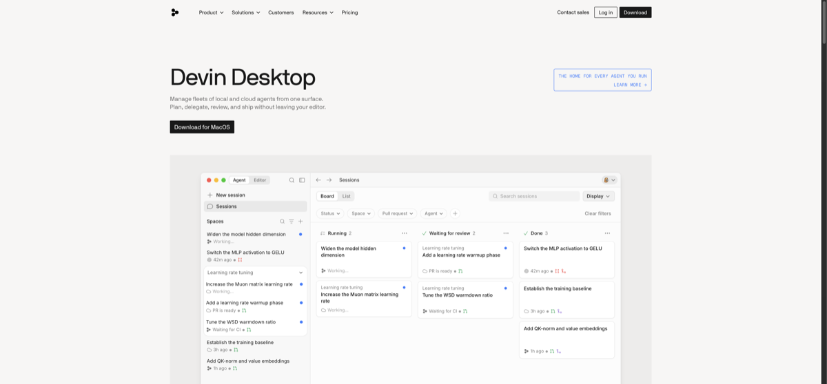 Screenshot of the official Windsurf (Devin Desktop) website